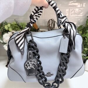 Coach Light Blue Lane Pebbled Leather Satchel